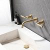 Brushed Gold Basin Faucets Wall Mounted Brass