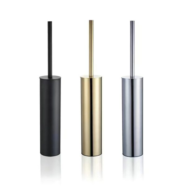 Brushed Gold Standing Toilet Tissue Holder Stainless Steel Cleaning Toilet Brush With Holder