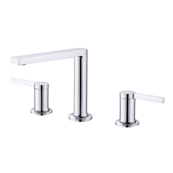 Brushed Nickel 3 Hole Basin Faucet Dual Handle Water Tap Round Shape Brass Bathroom Sink Faucet