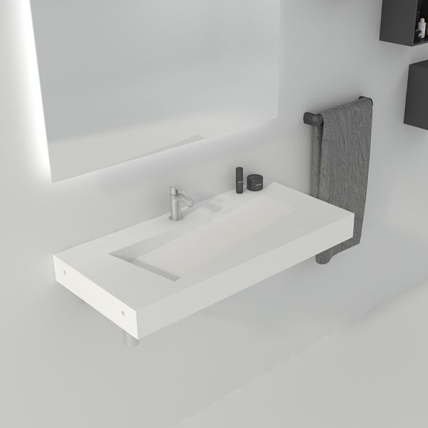 Commercial  Bath Room Cabinet Unique Resin White Artificial Stone Corner Basin Bathroom Sinks