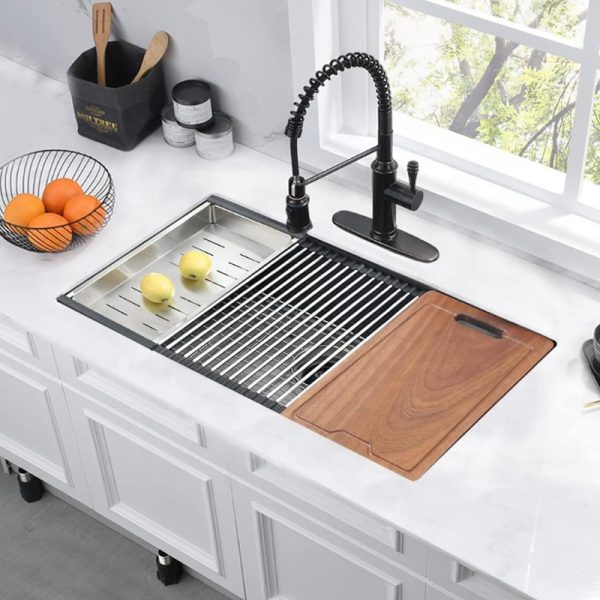 CUPC 16 Gauge Large Double Basin Low Divide Single Bowl Deep Undermount Sink Workstation Stainless Steel Kitchen Sink