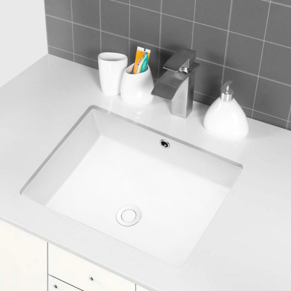 White Bathroom Ceramic Rectangle Undermount Bathroom Sinks Wash Basin Under Counter Hotel Basin Sink