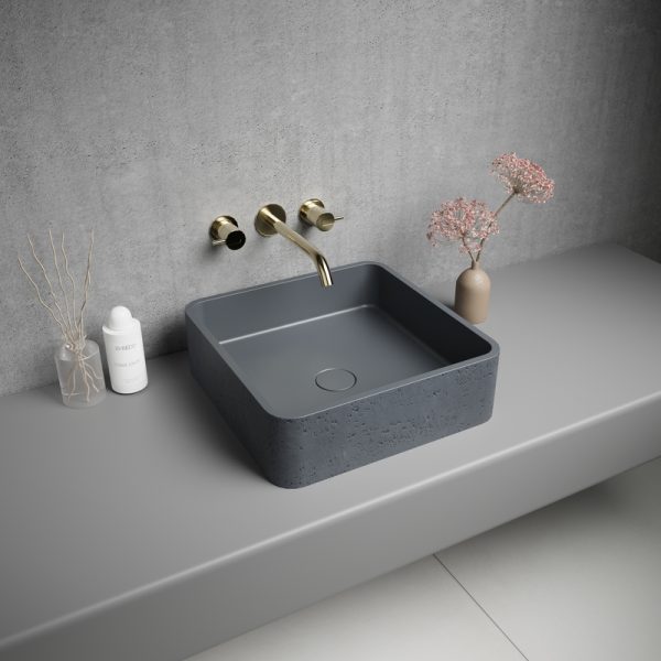 CUPC Handmade square Concrete Bathroom Countertop Wash Basin Bathroom Cement Sink Gray Art Basin