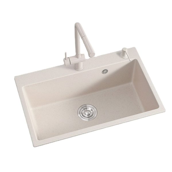 Cheap Price Small Single Undermount Granite Kitchen Sink Oatmeal Color Quartz Classic Kitchen Sink with Faucet