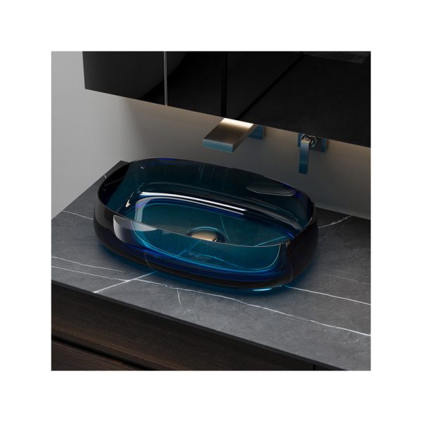China Manufacturer's Modern Round Wash Basin Polished Resin Glass Bowl Sink for Home Hotel with Drainer for Bathroom Accessory