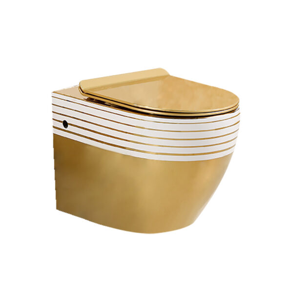 China Toilet Manufacture Bathroom Ceramic Plating Gold Wall Hung Toilet 1075