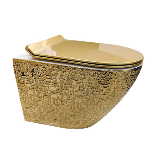 China Toilet Manufacture Bathroom Ceramic Plating Gold Wall Hung Toilet 1127