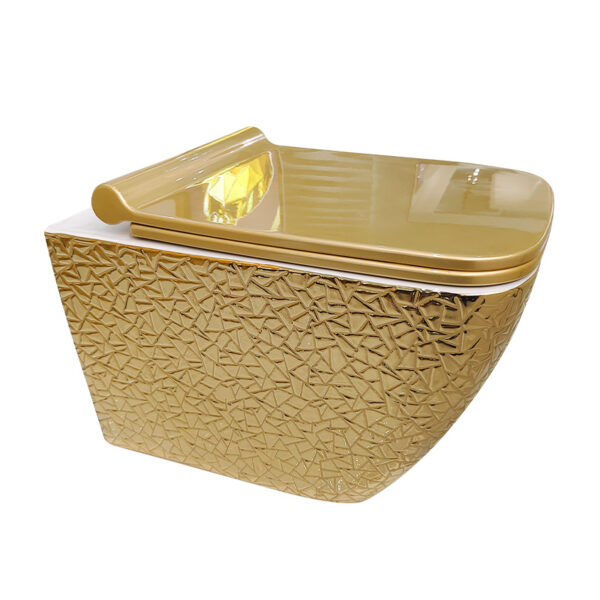 China Toilet Manufacture Bathroom Ceramic Plating Gold Wall Hung Toilet 1177