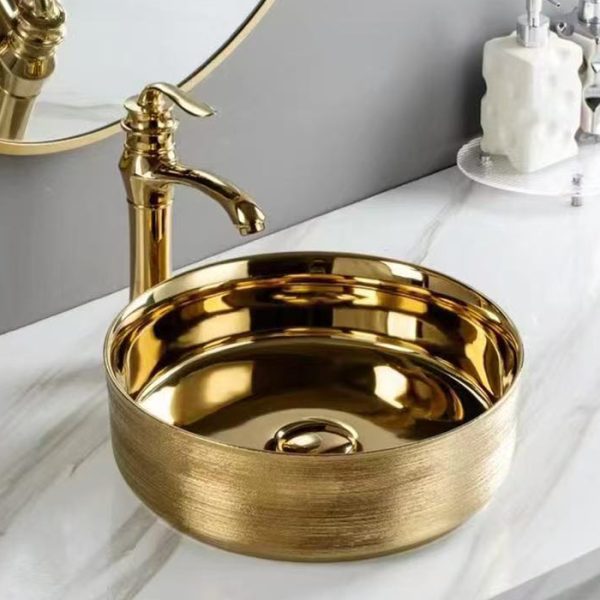 China Wholesale Bathroom Lavabo Gold Luxury Vanity Basin Cabinet Sink CE CUPC Ceramic Art Wash Basin Countertop Bathroom Sink