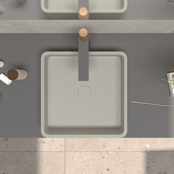 China Wholesale Hotel Bathroom Modern Sink Concrete Basin Grey square Striped Handmade Concrete Wash Gargle Basin