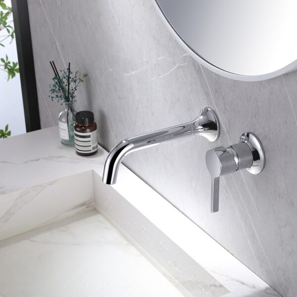 China Faucet Supplier Wholesale Chrome Brass Wall-Mounted Basin Bathroom Sink Faucets - Imagen 3