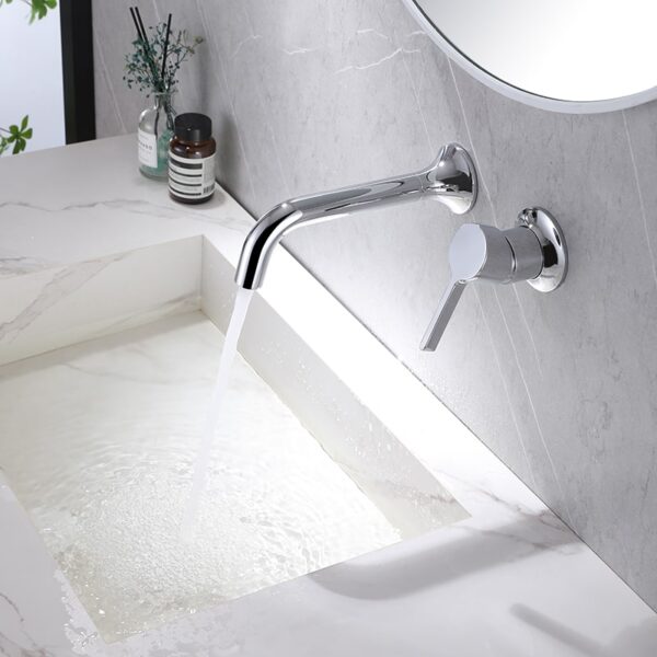 China Faucet Supplier Wholesale Chrome Brass Wall-Mounted Basin Bathroom Sink Faucets - Imagen 5