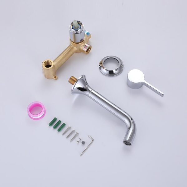 China Faucet Supplier Wholesale Chrome Brass Wall-Mounted Basin Bathroom Sink Faucets - Imagen 7