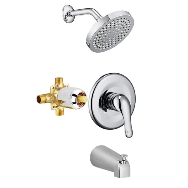 Chrome Plated Thermostatic Bathroom Wall Mounted Shower Faucets ABS Brass Material Soft Rain Spray Includes Valve Tub Spout
