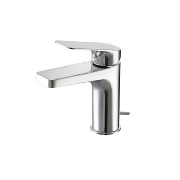 Chrome Polished Square Deck Mounted Basin Sink Faucet Hot and Cold Mixer Bathroom Tap Single Handle Faucet
