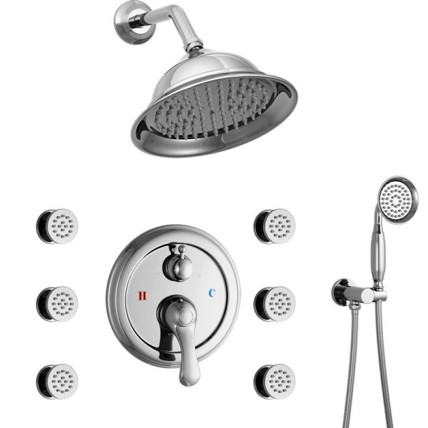Chrome Wall Mounted Bathroom Shower Faucet Set Chrome Shower System Accessories