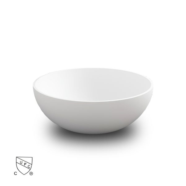 Composite Product Round 2 mm Thin Edge Pure White Solid Surface Resin Marble Stone Wash Basin Bathroom  Artificial Bathroom Sink