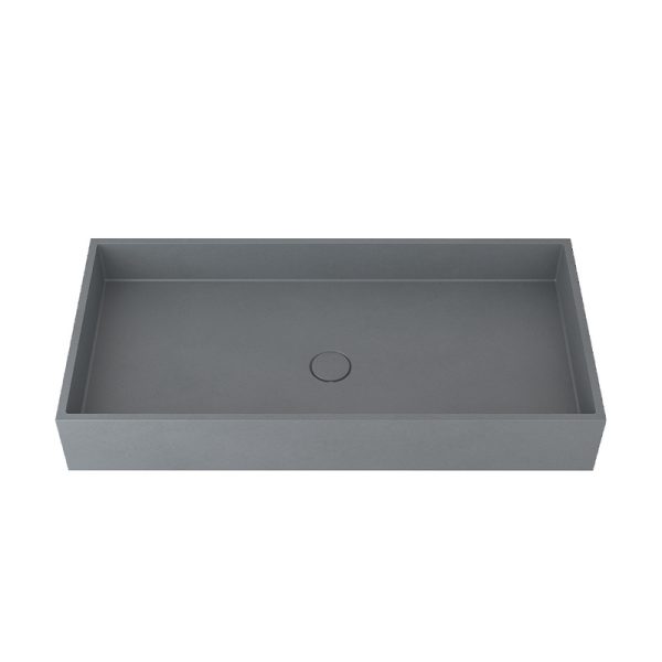 Countertop Sink Modern Rectangular Above Counter Bathroom Concrete Basin