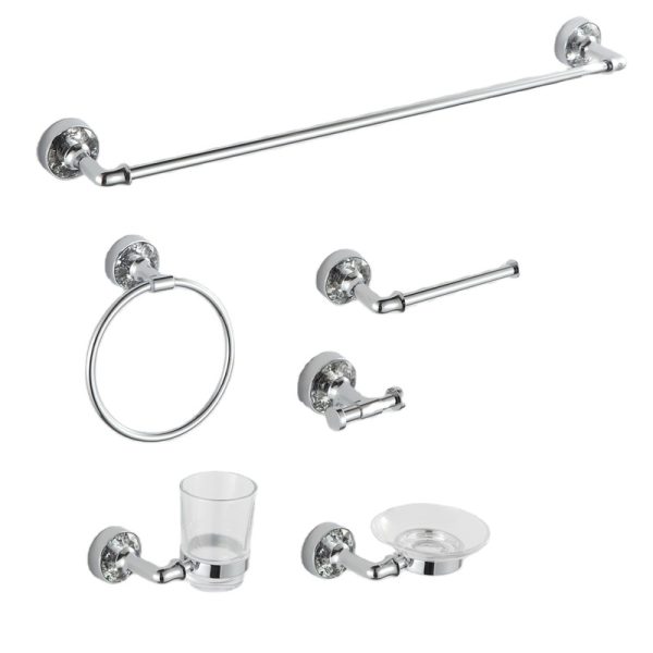 Crystal Design Modern Zinc Alloy Wall Mounted Bathroom Hardware Accessories Set
