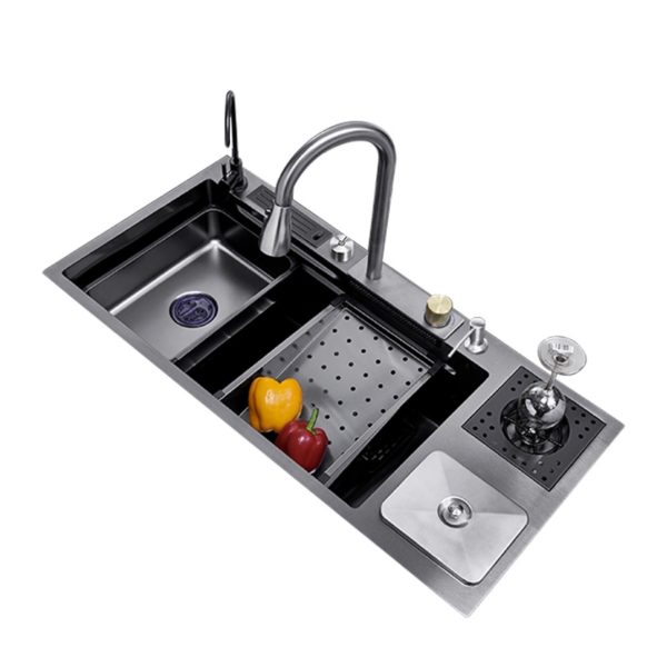 Customizable Multifunctional Stainless Steel Kitchen Sink 201/304 Single Bowl with Waterfall Feature Handmade