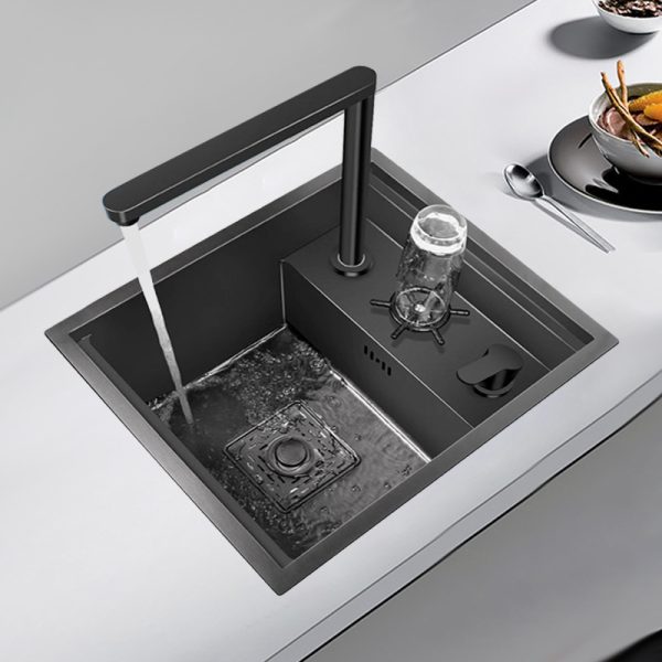 Customizable Sizes Small Handmade Stainless Steel Kitchen Sink Single Bowl Inset Design with Two Holes Faucet-Not Included
