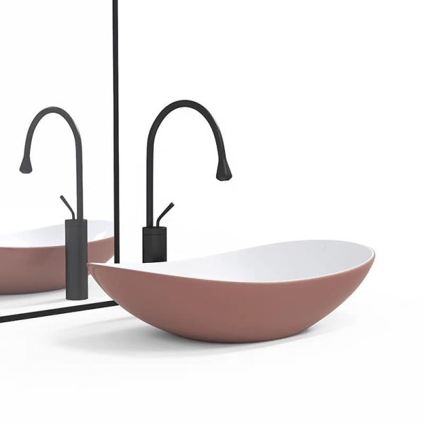 Customized High-End Modern Bathroom Accessory New Oval Marble Top Drainer Ceramic Basin Bath Sink for Villa Apartment Washroom