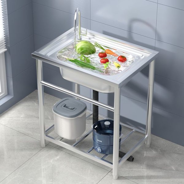 Customized Hotel Commercial Kitchen Sink Modern Portable Single Bowl Stainless Steel Polished Undermount Square Outdoor Use