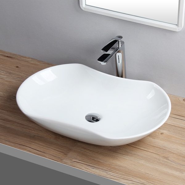 Customized Modern Luxury Oval Hand Wash Basin White Ceramic Hand Washing Sink with Vanity Counter Top