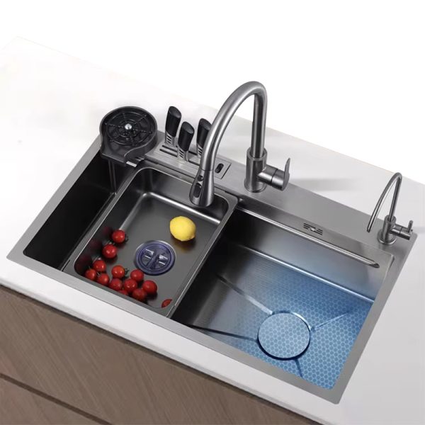 Delux Multifunctional Kitchen Sink with Dishwasher Luxury Piano Sinks and Pull Down Kitchen Faucet Sprayer