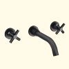 Double Handles Wall Mounted Black Brass Bathroom