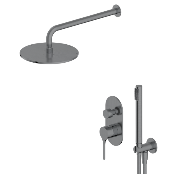 Douche Black Wall Mounted Brass Modern Rain Rainfall Mixer Faucet Shower Set Bathroom Taps Brass Kits