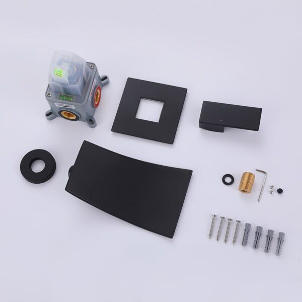 Wholesale Dual Hole Wall-Mounted Waterfall Faucet Spout Basin Faucet Single Lever Wall-Mounted Washing Basin Mixer Tap Lavatory Faucet - Imej 3