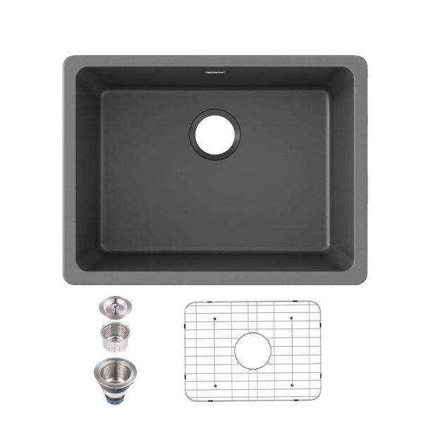 Durable Quartz Composite Kitchen Sink Small Size Countertop Wash Sink Resistance Scratch Sink Kitchen with Dish Drying Rack