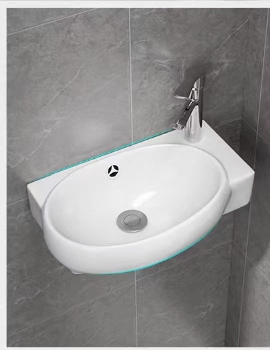 High Temperature Resistant Wall Hung Ceramic Oval Handmade  Art Wash Basin