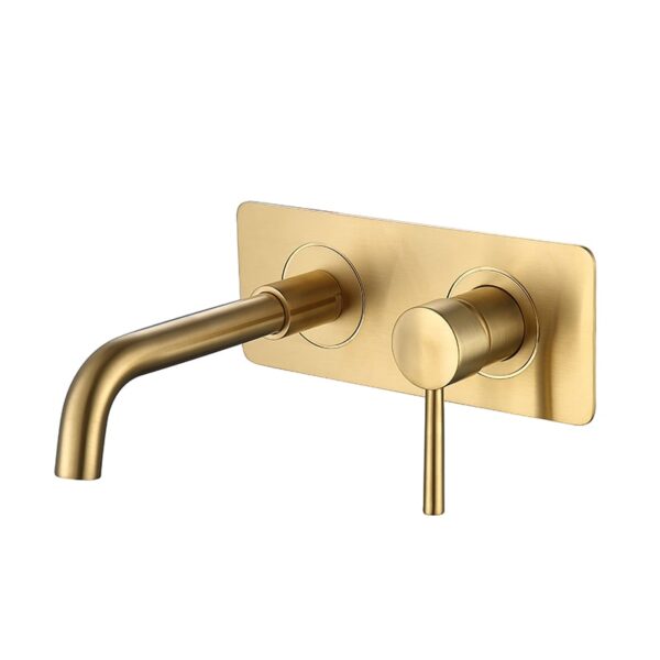 Elegant Bathroom Design Royal Long Spout Brushed Gold Brass Wall Mount Faucets 1