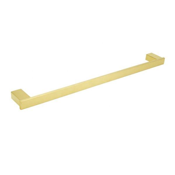 Factory 304 Stainless Steel 700mm Square Thick Wall Mounted Brushed Gold Single Towel Rail in Bathroom