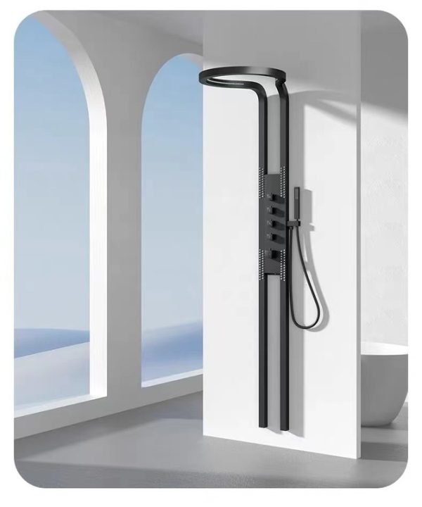 Factory Black Silver Multifunction Rainfalll Piano Key Hot and Cold Sprinkler Massage Shower Head Sets System Panel