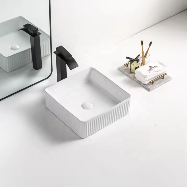 Factory Direct Bathroom Sink Small Size square Shape Ceramic Above Counter Sinks