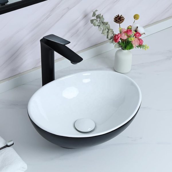 Factory Direct Small Size Oval Basin Modern Style Hand Wash Basin in White Black Two Colors for Apartment