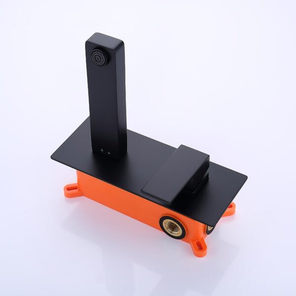 Factory Faucet Quality Supplier  Wall Mount Basin Faucet Single Handle Black Bathroom Sink Faucet - Imej 4