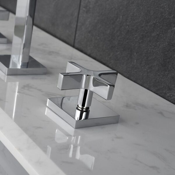 Factory High Quality Brass 8 Inch Two Handle Three Hole Bathroom Sink Faucet - Imagem 7