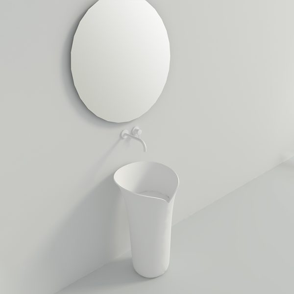 Factory Price Water Tear Round Shaped Design Pedestal Solid Surface Washbasin Resin Marble Stone Washroom Lavabo Bathroom Sink