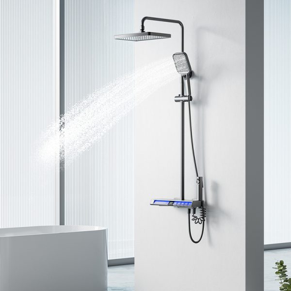 Factory-Produced Single-Handle Brass Square Metered Faucet Hot Cold Water Function for Apartment Ceramic for Bathtub Shower Set