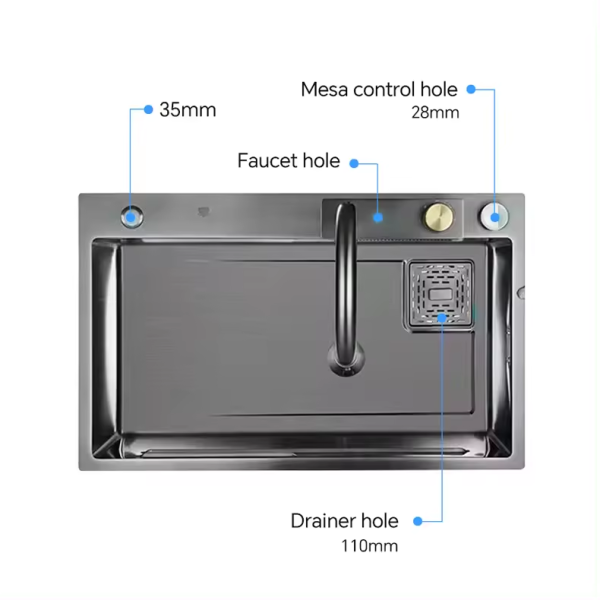 Factory Stainless Steel Kitchen Handmade Sink Single Bowl Design with Cup Washer and Various Accessories