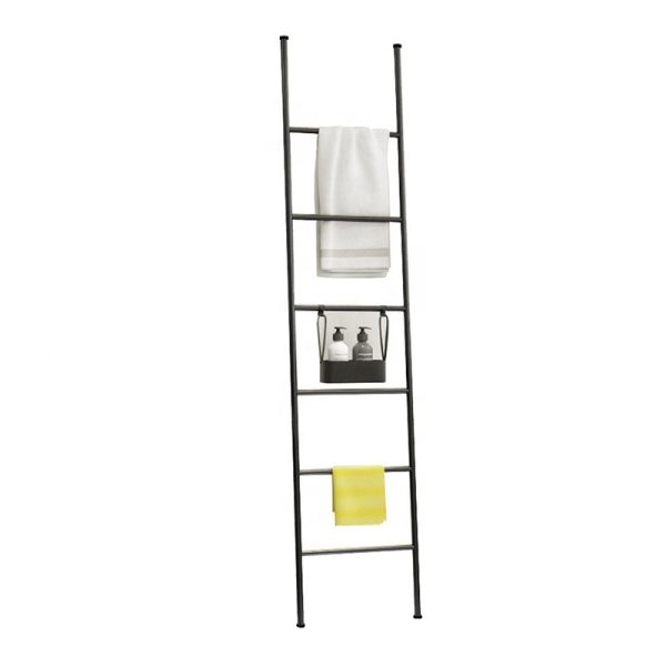 Factory Supply Removable Metal Toilet Towel Rack Iron Clothes Rack Bar Storage Ladder Shelf