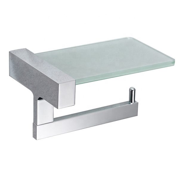 Factory Supply Wall Mounted Luxury Hotel Bathroom Shelf Toilet Tissue Roll Holder Toilet Paper Holder With Shelf