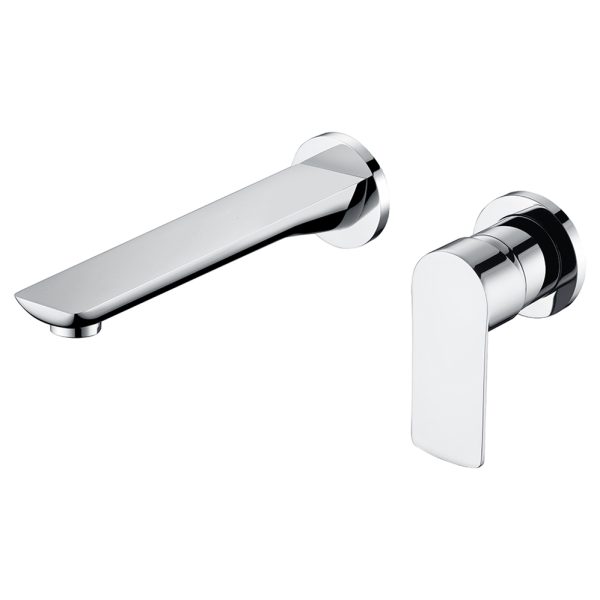 Factory Wholesale Chrome Finished Wall Mounted Solid Brass Hand Wash Inwall Bathroom Basin Mixer Faucets