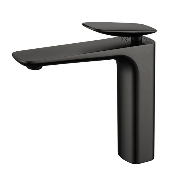 Fashion Brass Single Handle Basin Tap Deck Mounted Matte Black Round Square Basin Mixer Faucet