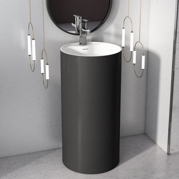 Floor Standing Hand Wash Basin Luxury Hotel Acrylic Artificial  Stone Durable Freestanding Sink Use for Hotel Bathroom