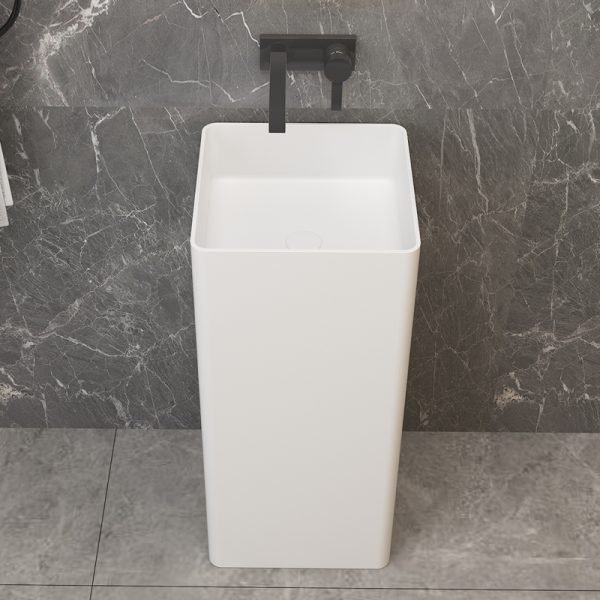 Floor-standing square Wash Basin with Solid Surface Material Is Easy to Clean